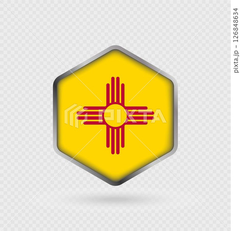 New Mexico State Flag Icon in Hexagon Shape. New Mexico State Flag Icon in Hexagon Shape. 126848634