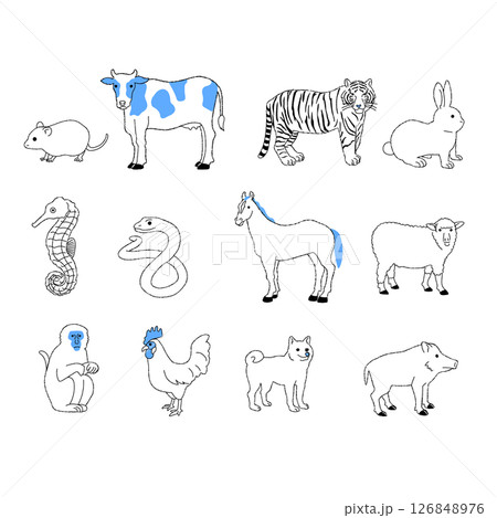 干支動物イラストセット 126848976