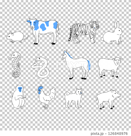 干支動物イラストセット 126848976