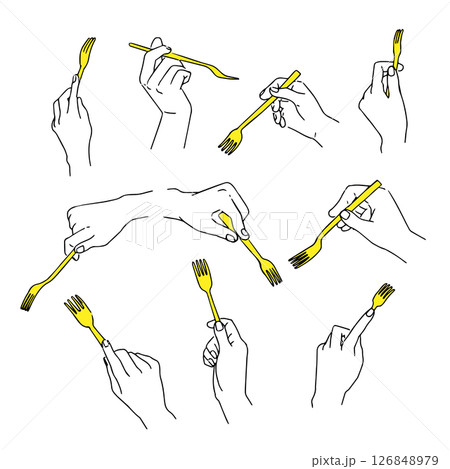 フォークを持つイラストセット 126848979