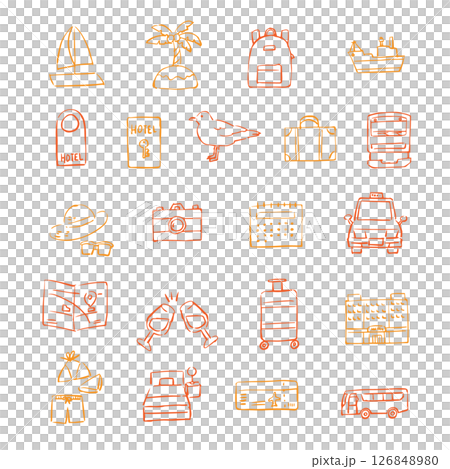 Travel related illustration set 126848980