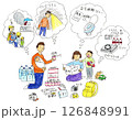 防災について話し合う家族のイラスト 126848991