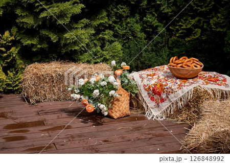 Wedding decoration in the Slavic style. 126848992