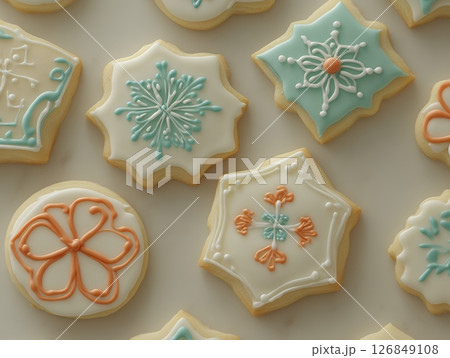 Elegant Decorated Sugar Cookies Festive Winter Holiday Baking Sweet Treats food cute icing tasty Elegant Decorated Sugar Cookies Festive Winter Holiday Baking Sweet Treats food cute icing tasty 126849108