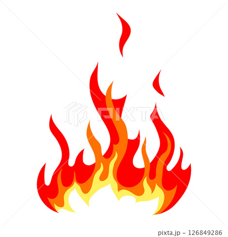 Illustration of stylized fire or flame. Burning red fire or bonfire. 126849286