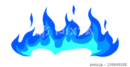 Illustration of stylized fire or flame. Burning blue magic fire or bonfire. 126849288