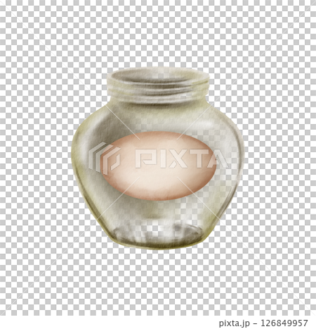 Empty low round glass clear jar with oval label without lid green shade watercolor isolated illustration.Jar for preserving fruits and vegetables in summer.Minimalist container for homemade jam Empty low round glass clear jar with oval label without lid green shade watercolor isolated illustration.Jar for preserving fruits and vegetables in summer.Minimalist container for homemade jam 126849957