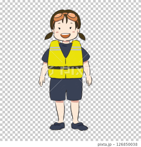 川遊びの服装をした女の子 126850038