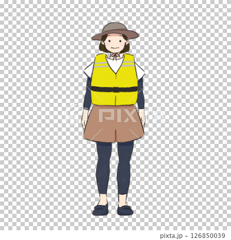川遊びの服装をした女性 126850039