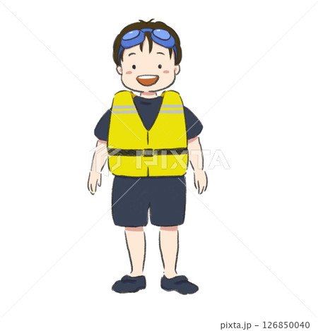川遊びの服装をした男の子 川遊びの服装をした男の子 126850040