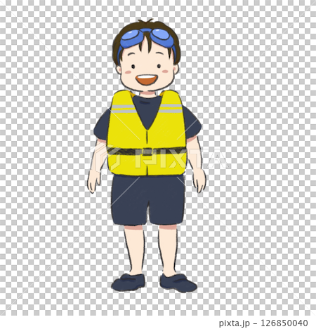 川遊びの服装をした男の子 川遊びの服装をした男の子 126850040