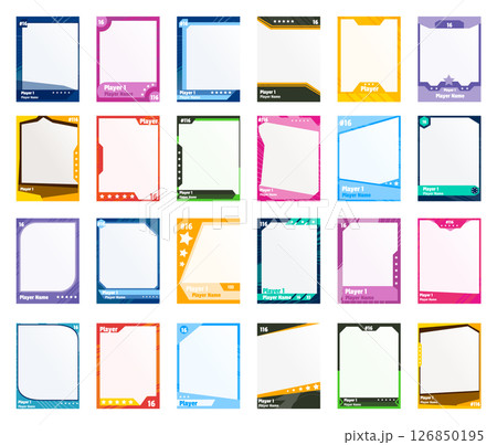 Game sports card template. A set of trading frames for football, basketball and hockey players. Vector illustration 126850195