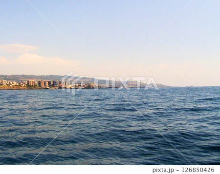 Beautiful Sea View Sicily. Panoramic view of the sea. Southern coast of Italy. Beautiful Sea View Sicily. Panoramic view of the sea. Southern coast of Italy. 126850426