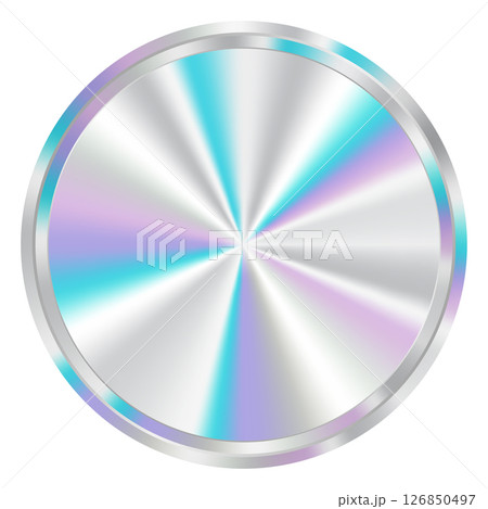 Silver holographic sticker. Holographic sticker quality emblem. Shiny rainbow emblem. Symbol of certification product. Vector illustration Silver holographic sticker. Holographic sticker quality emblem. Shiny rainbow emblem. Symbol of certification product. Vector illustration 126850497
