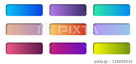 Set of modern trendy buttons. Empty web button set. Colorful gradients buttons. Web design elements. Vector illustration 126850532