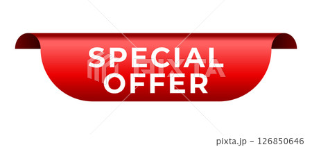 Red banner special offer. Promotion sale badge. Special offer sticker. Discount and price offer concept. Vector web element Red banner special offer. Promotion sale badge. Special offer sticker. Discount and price offer concept. Vector web element 126850646