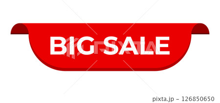 Red banner big sale. Promotion sale badge. Big sale sticker. Discount and price offer concept. Vector web element 126850650