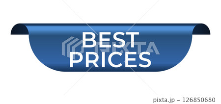 Blue banner best prices. Promotion sale badge. Best prices sticker. Discount and price offer concept. Vector web element 126850680