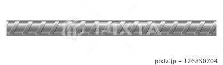 Realistic metal bar. Metal rebar. Seamless steel rebar. Metal rod. Vector illustration 126850704