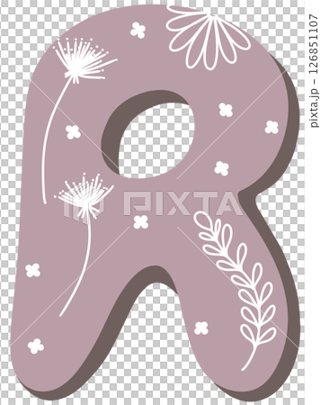 drawing of pink alphabet in floral pattern A to Z 126851107