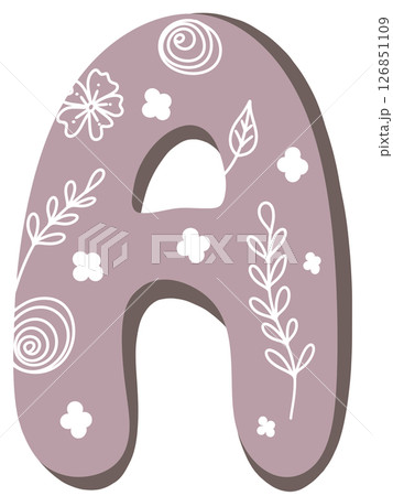 drawing of pink alphabet in floral pattern A to Z drawing of pink alphabet in floral pattern A to Z 126851109