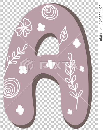drawing of pink alphabet in floral pattern A to Z drawing of pink alphabet in floral pattern A to Z 126851109
