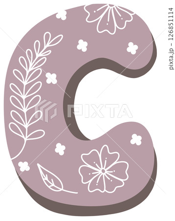 drawing of pink alphabet in floral pattern A to Z 126851114