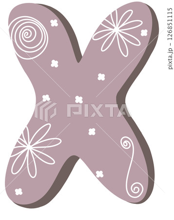 drawing of pink alphabet in floral pattern A to Z drawing of pink alphabet in floral pattern A to Z 126851115
