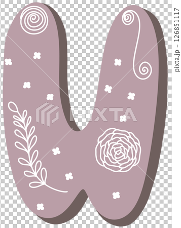 drawing of pink alphabet in floral pattern A to Z drawing of pink alphabet in floral pattern A to Z 126851117
