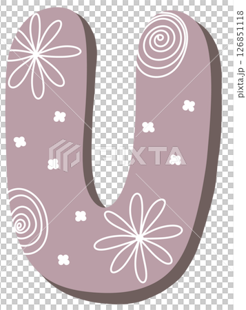drawing of pink alphabet in floral pattern A to Z 126851118