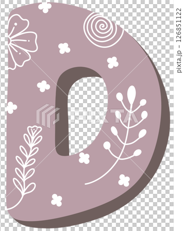 drawing of pink alphabet in floral pattern A to Z 126851122