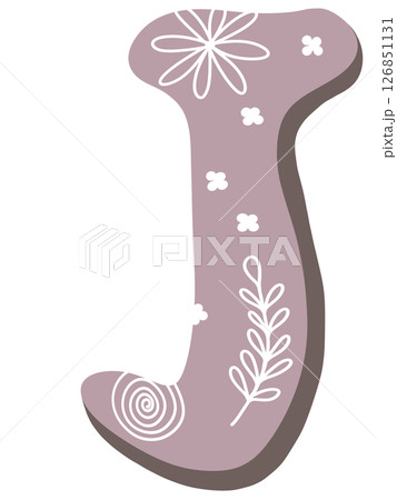 drawing of pink alphabet in floral pattern A to Z 126851131