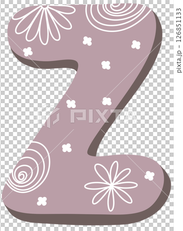 drawing of pink alphabet in floral pattern A to Z 126851133