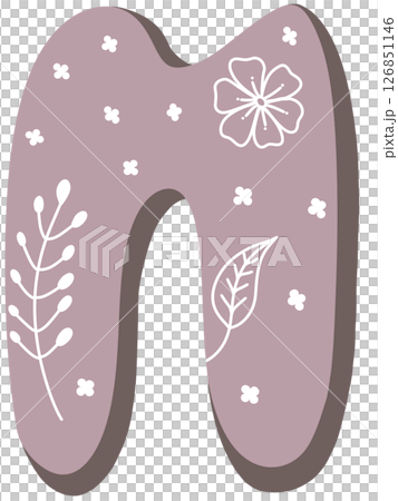 drawing of pink alphabet in floral pattern A to Z 126851146