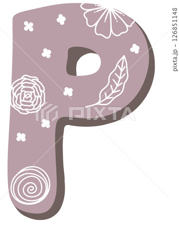 drawing of pink alphabet in floral pattern A to Z drawing of pink alphabet in floral pattern A to Z 126851148