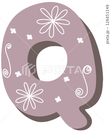 drawing of pink alphabet in floral pattern A to Z 126851149