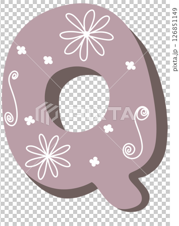 drawing of pink alphabet in floral pattern A to Z 126851149