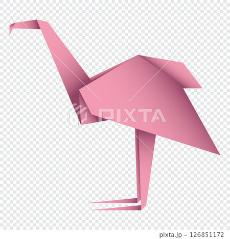 Flamingo origami. Abstract flamingo origami logo design. Animal origami. Paper origami. Vector illustration Flamingo origami. Abstract flamingo origami logo design. Animal origami. Paper origami. Vector illustration 126851172