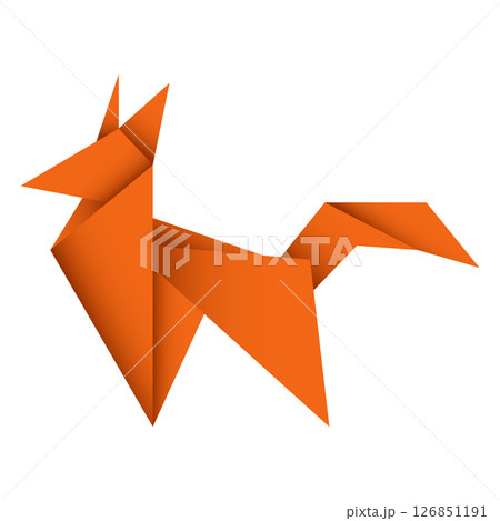 Fox origami. Abstract fox origami logo design. Animal origami. Paper origami. Vector illustration 126851191