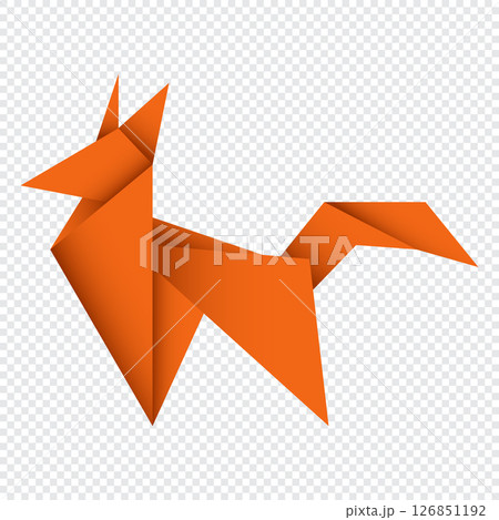 Fox origami. Abstract fox origami logo design. Animal origami. Paper origami. Vector illustration 126851192