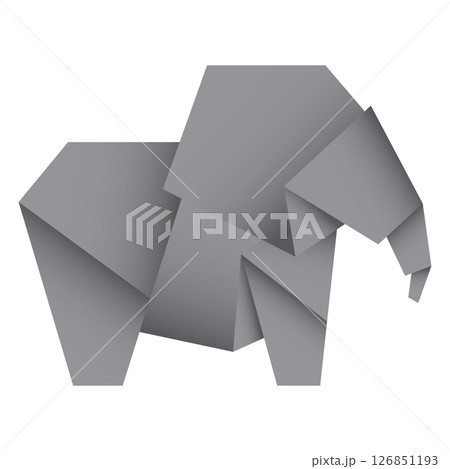 Elephant origami. Abstract elephant origami logo design. Animal origami. Paper origami. Vector illustration 126851193