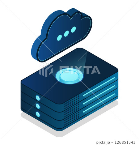 Isometric cloud database. Cloud computing and file cloud storage. Modern technology. Vector illustration 126851343