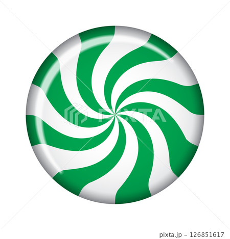 Striped sugar candy. Striped peppermint candy isolated. Illustration for new years day, winter holiday, dessert, new years event. Vector illustration Striped sugar candy. Striped peppermint candy isolated. Illustration for new years day, winter holiday, dessert, new years event. Vector illustration 126851617