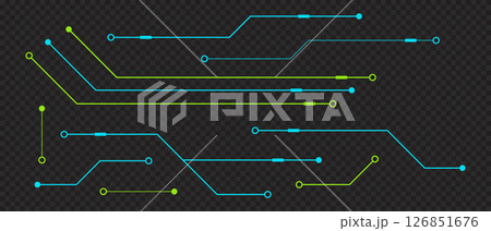 Printed circuit board. Abstract futuristic circuit board. Hi tech digital circuit board. Futuristic technology design elements. Vector illustration Printed circuit board. Abstract futuristic circuit board. Hi tech digital circuit board. Futuristic technology design elements. Vector illustration 126851676