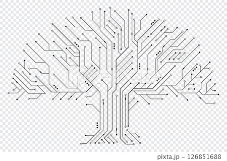 Circuit board tree. Tree data technology circuit line. Abstract futuristic circuit board. Futuristic technology design elements. Vector illustration Circuit board tree. Tree data technology circuit line. Abstract futuristic circuit board. Futuristic technology design elements. Vector illustration 126851688