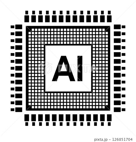 Artificial intelligence chip. AI processor concept. Futuristic microchip processor. AI chip symbol. Technology innovation concept. Vector illustration Artificial intelligence chip. AI processor concept. Futuristic microchip processor. AI chip symbol. Technology innovation concept. Vector illustration 126851704