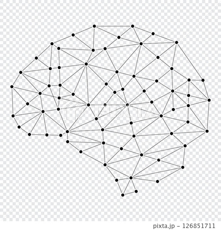 Brain design with dots and connecting lines. Low poly brain. Polygonal human brain. Brain mapping concept. Vector illustration Brain design with dots and connecting lines. Low poly brain. Polygonal human brain. Brain mapping concept. Vector illustration 126851711