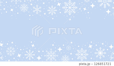 Abstract snowflake border. Snowflakes pattern. Snowfall repeat backdrop. Winter holidays theme. Background with snowflakes. Vector illustration Abstract snowflake border. Snowflakes pattern. Snowfall repeat backdrop. Winter holidays theme. Background with snowflakes. Vector illustration 126851721