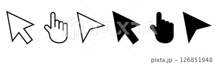 Computer mouse click cursor icon set. Pointer cursor icons. Arrow and hand pointer. Cursor icon. Computer click icon Computer mouse click cursor icon set. Pointer cursor icons. Arrow and hand pointer. Cursor icon. Computer click icon 126851948
