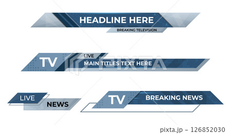 Futuristic design lower third banner. Blue geometric lower third banner template design. Video headline title. Vector illustration 126852030